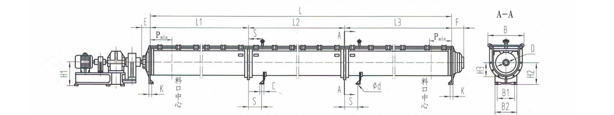GX螺旋輸送機（YZQ型驅動）安裝簡圖-河南振江機械